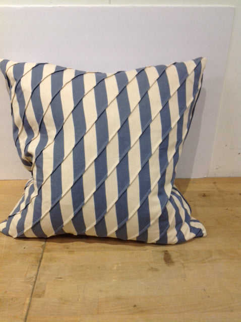 21" Denim/Tan Pillow w/Pleated Stripe