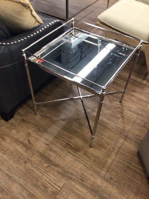 Cityhome Glass Top Chrome Base End Table