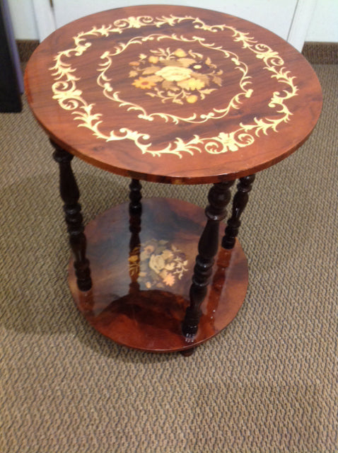 Italy Lacquer Inlay Floral Table