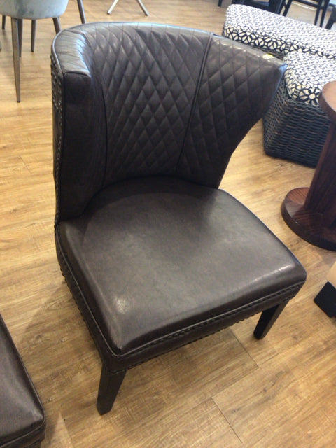 Brown Faux Leather Nailhead Chair