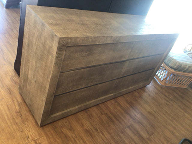 20" X 71" Restoration Hardware Grey Six Drawer Wood Dresser