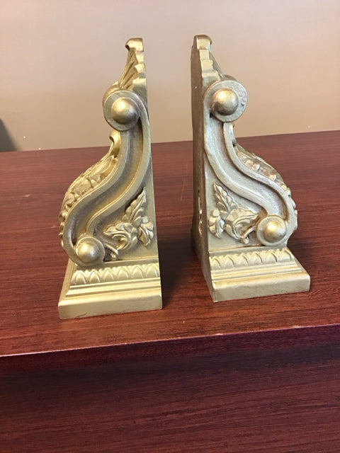 Pair Of 8" Gold Wooden Corbels/Bookends