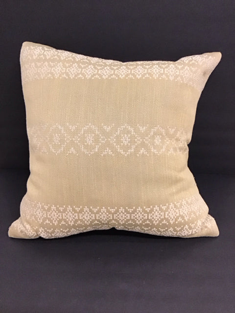 Yellow Pillow w/White Stitched Design