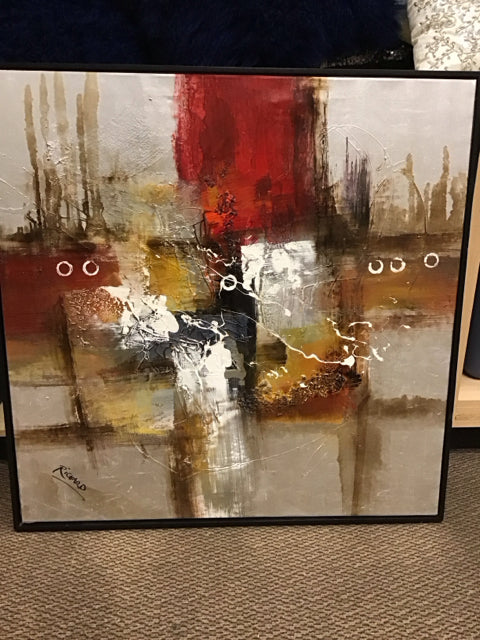 Z Gallerie 37" Square Abstract Art COA