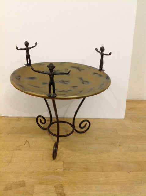 11" Gold Metal Bowl on Metal Stand