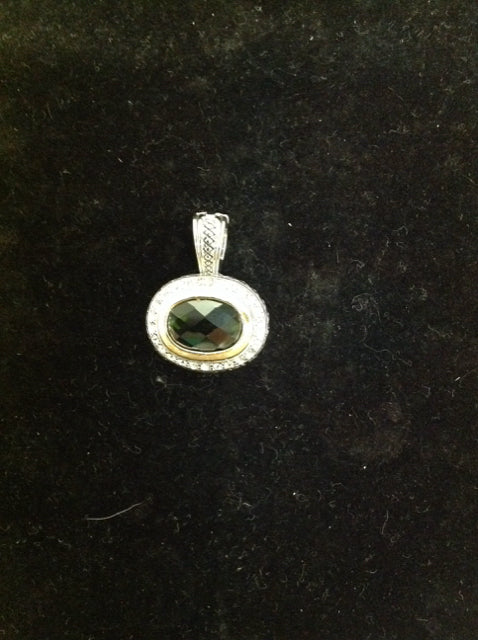 Beaded & Rhinestone Oval Pendant