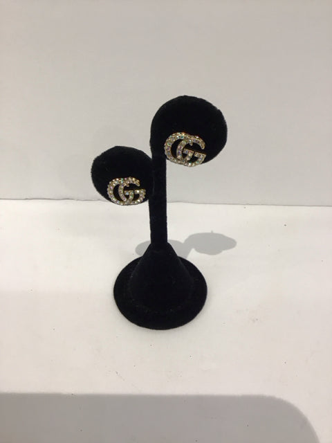 Gucci Style Gold Earrings w/Crystals