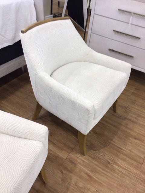 Cream Upholstered/Wood Top Trim Chair