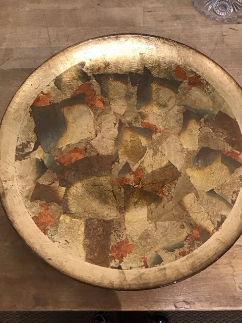 Tray 14.5" Gold Bronze Orange Metallic