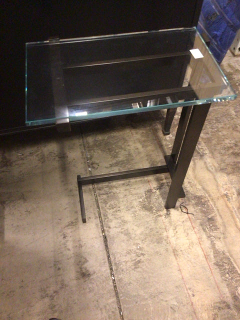 16" X 10" Glass/Bronze Accent End Table