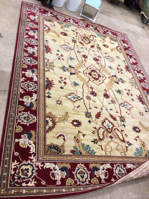 8'2" x 11'6" Haifa Collection 100% New Zealand Wool Yellow/Burgandy Rug