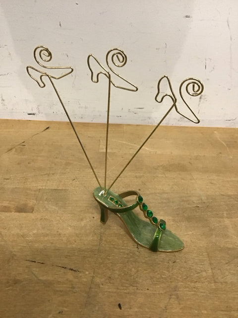 8" Green Enameled Embellished Sandal Jewelry Holder