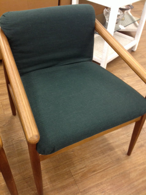 Chair- Green Fabric & Wood