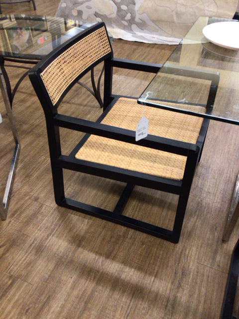 Black Wood/Light Cain Arm Chair