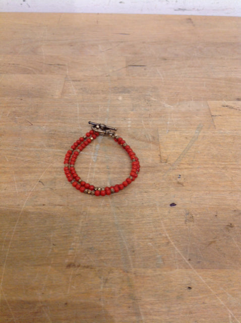 Bracelet- Beaded Red Stones