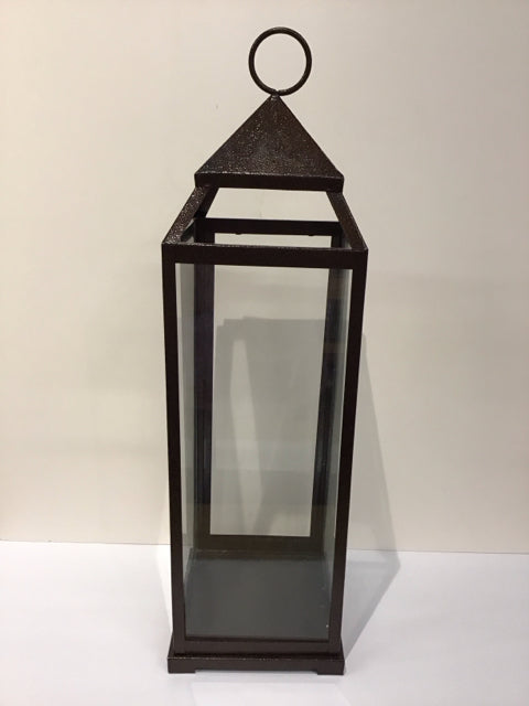 24" Black/Gold Metal Hurricane Candle Lantern