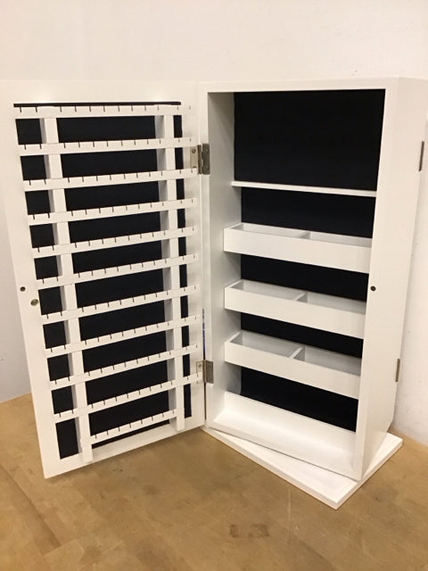 30" White Swivel Double Side Mirrored Jewelry Box