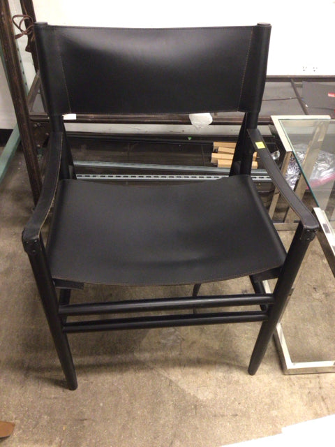 CB2 Hedwig Black Leather Directors Chair