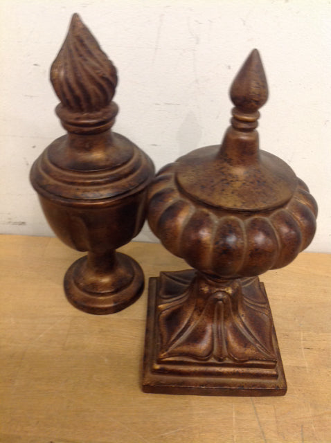 Set Of 2 Resin Bronze Footed Urn Bowls