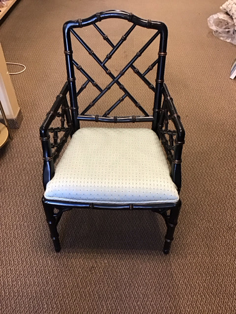 Black Faux Bamboo Chippendale Armchair