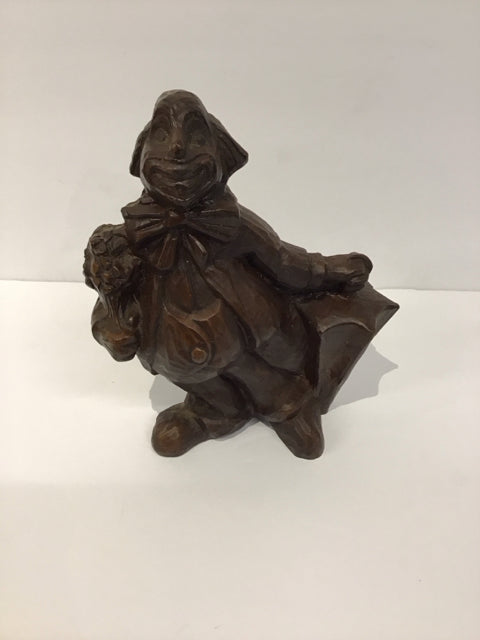 7" Red Mill Wood Carved Clown