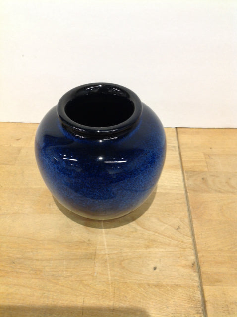 6" Blue Glazed Clay Vase