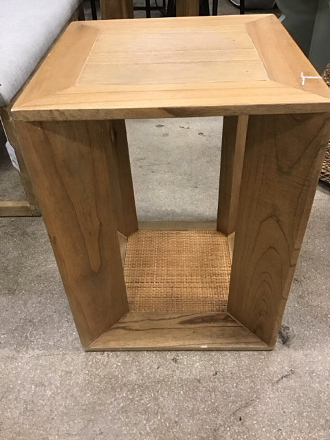 Square Wood/Cain Bottom End Table