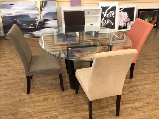 Round Glass Top Dining Table W/4 Chairs