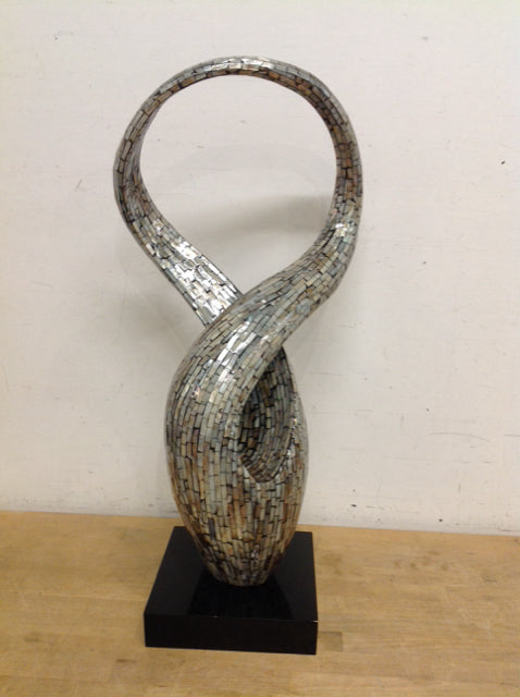 29" Mother of Pearl Abstract Sculpture w/Black Base