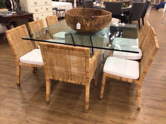 AS-IS Set Of 8 Serena & Lily Balboa Rattan Dining Chairs (Rattan Loose/Soil)