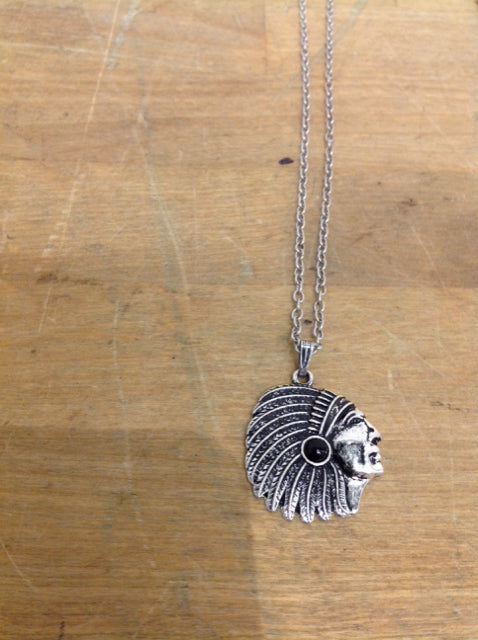 Necklace- Silver Indian Chief Pendent