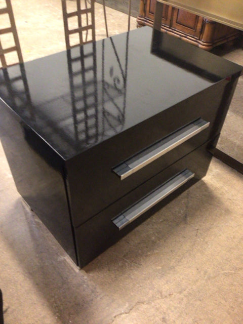 El Dorado Furniture Black Lacqured Two Drawer Nightstand
