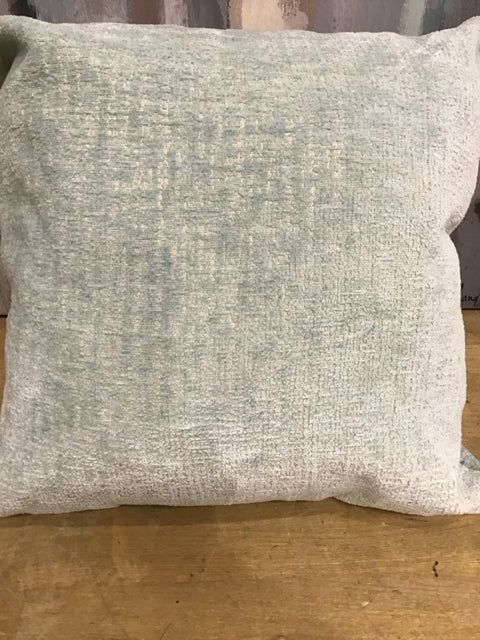 18" Teal & Cream Chenille Textured Down Filled Pillow