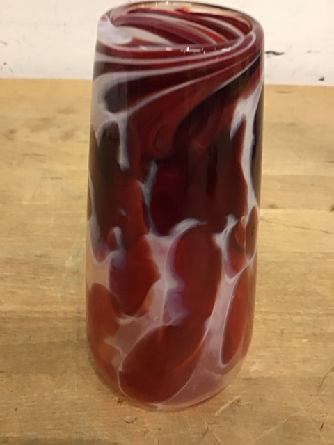5 3/4" Red & White Murano Style Vase