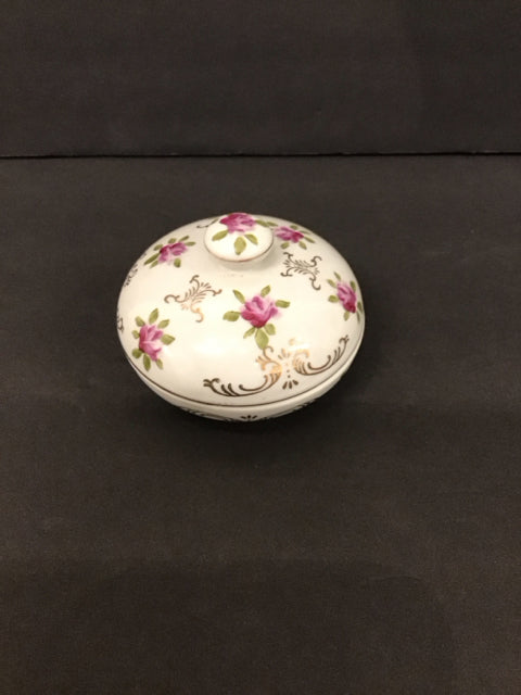 Irice Porcelain Trinket Box w/Floral Decor