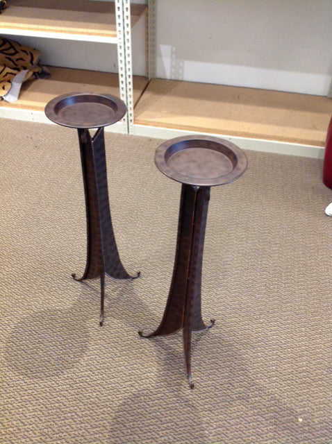 Pair 30.5" Dark Metal Candle Holders