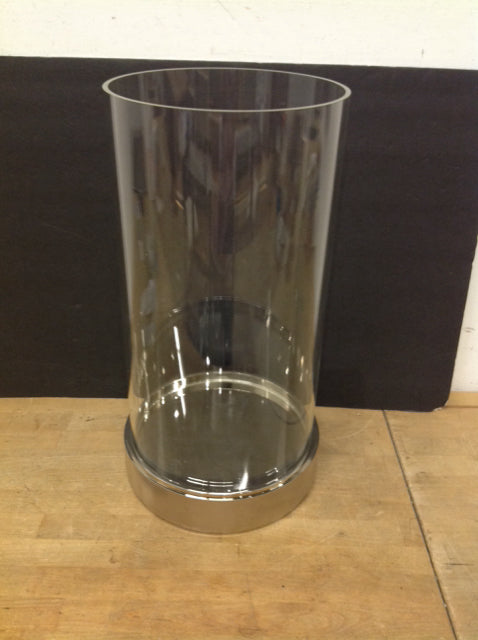 20" Clear Glass Hurricane Candle Holder w/Silver Base