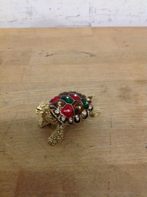 Enameled Red Turtle Trinket Box