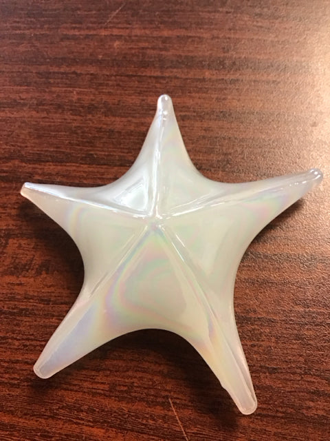 5" White Iridescent Glass Starfish