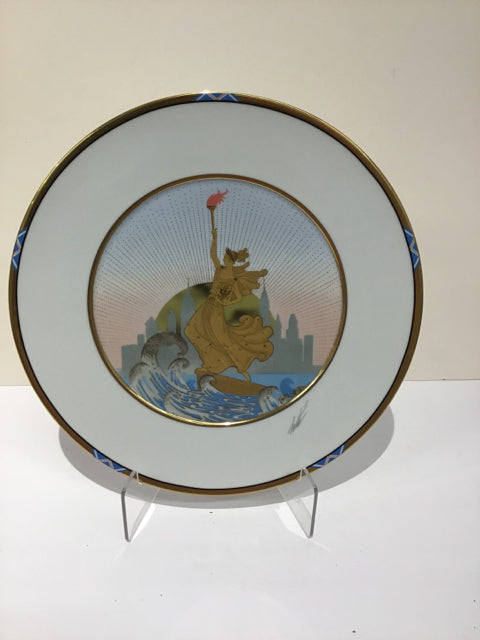 12"Rd Erte "The Statue of Liberty" Porcelain Platter