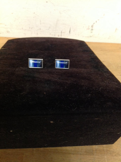Blue Striped Stone Cufflinks