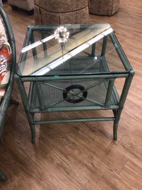 25 3/4" Square Mcguire Glass Top End Table