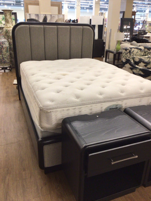 City Furniture Black Framed Grey Fabric Panel Queen Bed