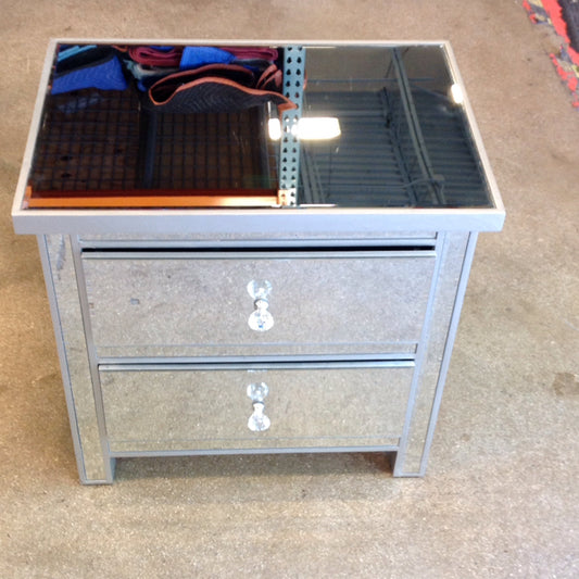 Mirrored 2-Drawer Nightstand