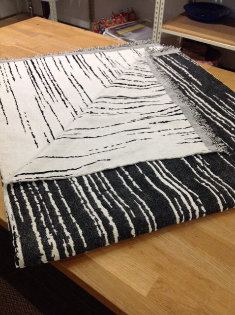 Charcoal/White Boho Fringed Throw