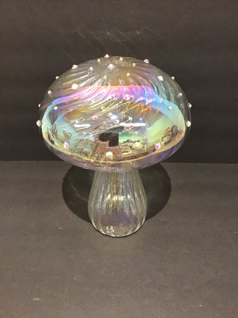 9" Glass Mushroom Table Decor