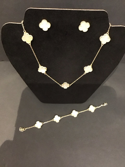 Van Cleef Style Necklace/Earrings Bracelet Set