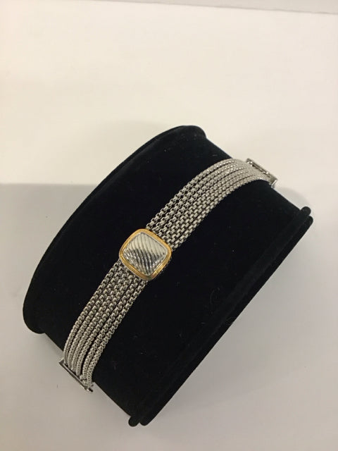 Yurman Style Magnetic Silver Dangle Bracelet