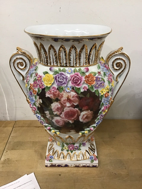 17" Porcelain Floral Urn