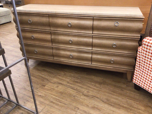 Bernhardt Light Wood Stone Top Nine Drawer Dresser
